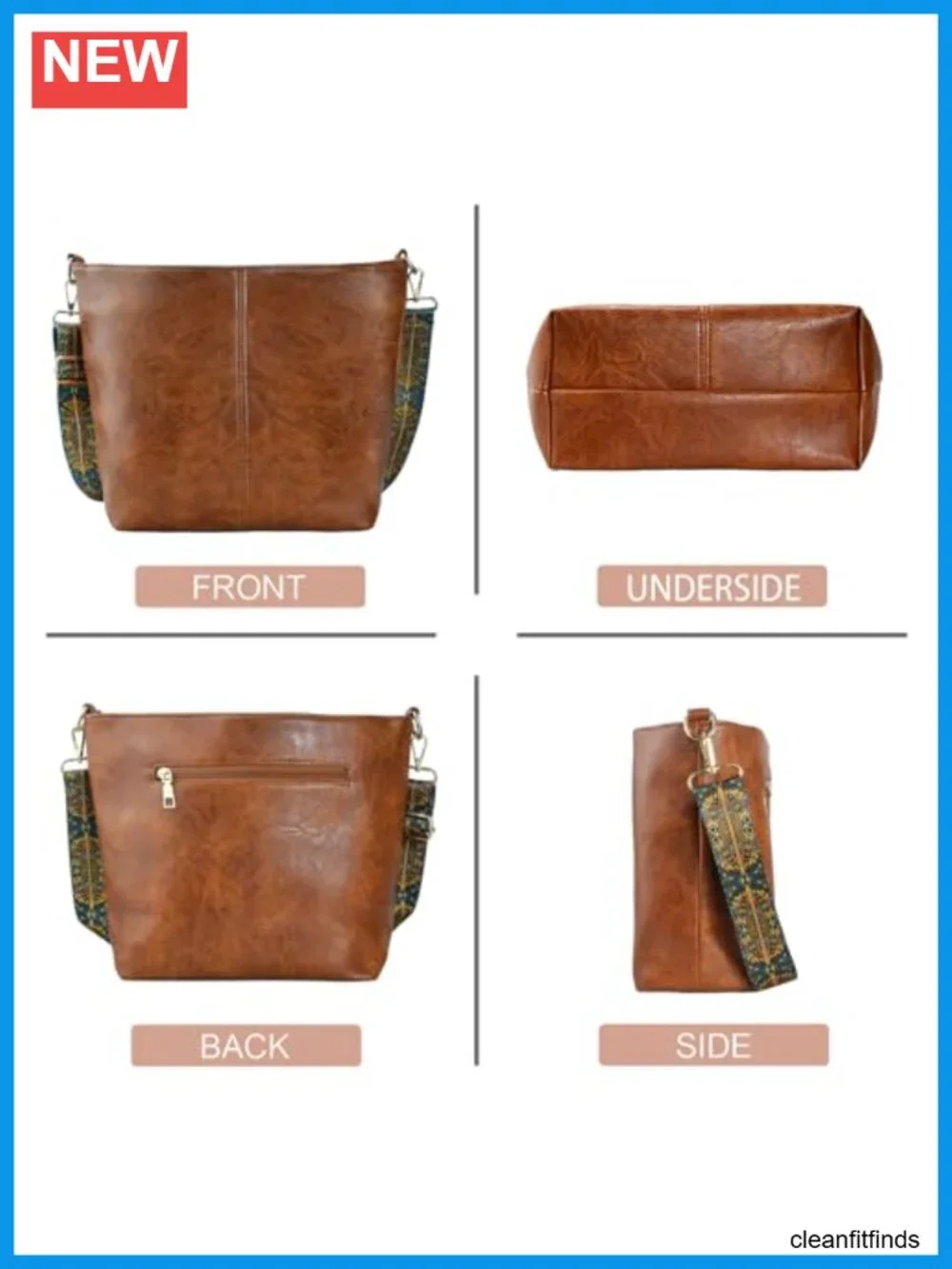 Vegan Leather Hobo Crossbody Bag with Zipper Shoulder Purse for Women